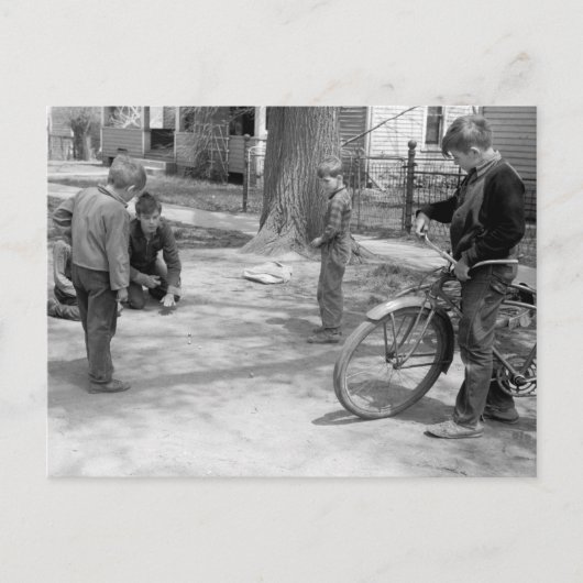 Boys Speling Marbles, Woodbine, Iowa, 1940 Briefkaart (Voorkant)