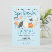 Boys Spooktacular Halloween Birthday Party Kaart (Staand voorkant)