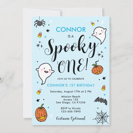 Boys Spooky One Halloween 1e Birthday Invitation Kaart (Voorkant)