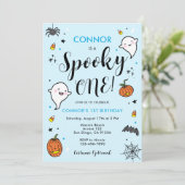 Boys Spooky One Halloween 1e Birthday Invitation Kaart (Staand voorkant)
