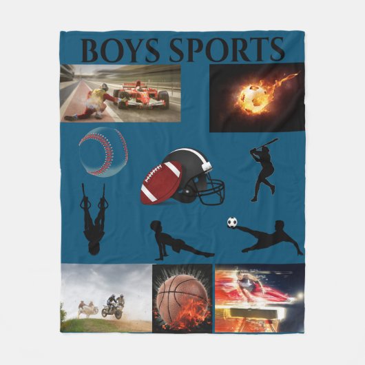 BOYS SPORTS FLEECE BLANKET. DEKEN (Voorkant)