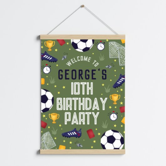 Boys Sports Soccer Birthday Welcome Sign Poster