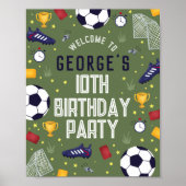 Boys Sports Soccer Birthday Welcome Sign Poster (Voorkant)
