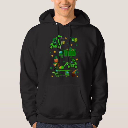 Boys St Patricks Day Crane Truck Construction Todd Hoodie (Voorkant)