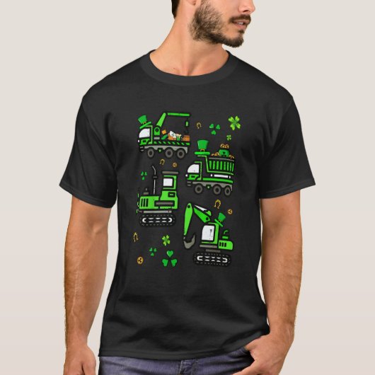 Boys St Patricks Day Crane Truck Construction Todd T-shirt (Voorkant)