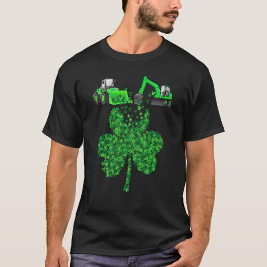 Boys St Patricks Day Crane Truck Construction Todd T-shirt (Voorkant)