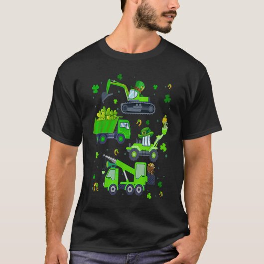 Boys St Patricks Day Crane Truck Construction Todd T-shirt (Voorkant)