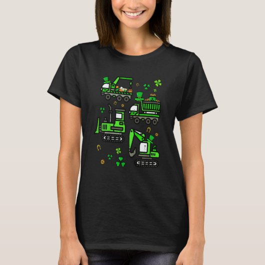 Boys St Patricks Day Crane Truck Construction Todd T-shirt (Voorkant)