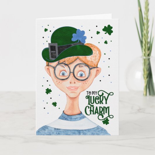 Boys St. Patrick's Day Cute Irish Lad Feestdagen Kaart (Voorkant)
