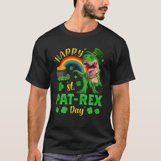 Boys St Patricks Day Dino Trex Funny Saint Patrex T-shirt (Voorkant)