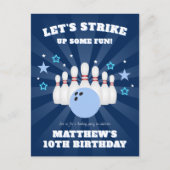 Boy's Strike Up Some Fun Bowling Verjaardagsfeestj Uitnodiging Briefkaart (Voorkant)