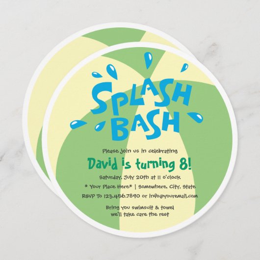 Boys Summer Splash Pool Birthday Kaart (Voorkant / Achterkant)