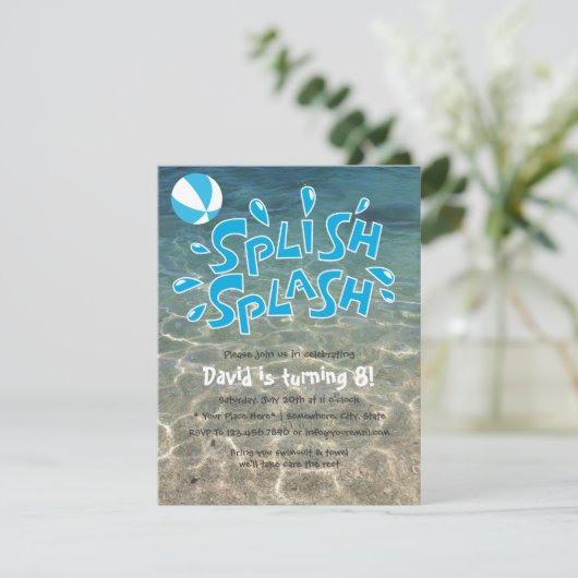 Boys Summer Splash Pool Birthday Kaart (Staand voorkant)