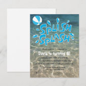 Boys Summer Splash Pool Birthday Kaart (Voorkant / Achterkant)