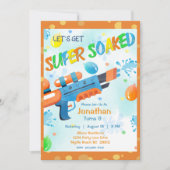 Boys Summer Watergun Pool Birthday Party Kaart (Voorkant)