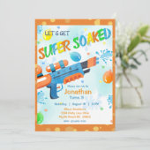 Boys Summer Watergun Pool Birthday Party Kaart (Staand voorkant)