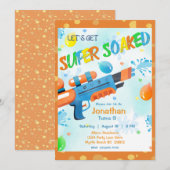 Boys Summer Watergun Pool Birthday Party Kaart (Voorkant / Achterkant)