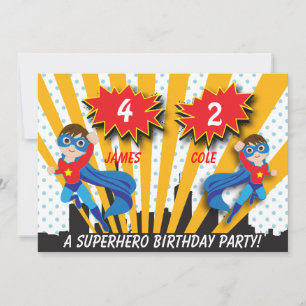 Boys Superheld Birthday Uitnodiging