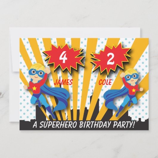 Boys Superheld Birthday Uitnodiging (Voorkant)