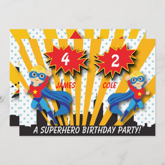 Boys Superheld Birthday Uitnodiging (Voorkant / Achterkant)