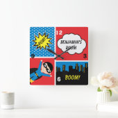 Boys Superheld Persoonlijke wandklok (Huis)
