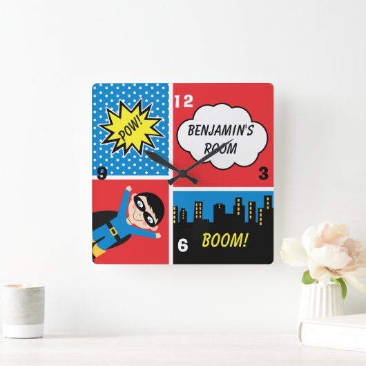 Boys Superheld Persoonlijke wandklok (Huis)
