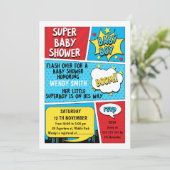 Boys Superhero Baby shower Invitation Kaart (Staand voorkant)