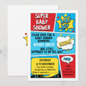 Boys Superhero Baby shower Invitation Kaart (Voorkant / Achterkant)