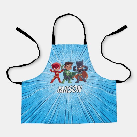 Boys Superhero Custom Name Apron Personalised Schort (Voorkant)