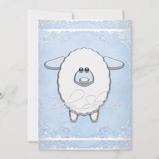 Boys Sweet Blue Sheep Baby shower Kaart (Voorkant)