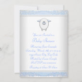 Boys Sweet Blue Sheep Baby shower Kaart (Achterkant)