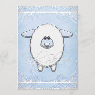 Boys Sweet Blue Sheep Baby shower Kaart