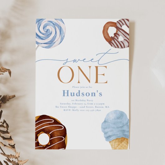 Boy's Sweet One verjaardagsfeestje uitnodigingen
