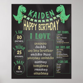 Boys T-Rex Dinosaur 16x20 Sjabloon 1st Birthday Poster