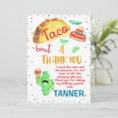 Boys Taco Fiesta Thémed Birthday Bedankt! Kaart (Staand voorkant)