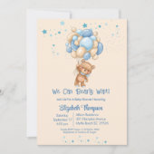 Boys Teddy Bear Balloons Barly Wait Baby shower Kaart (Voorkant)