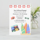 Boys Teen Pool Party Birthday Uitnodiging (Staand voorkant)
