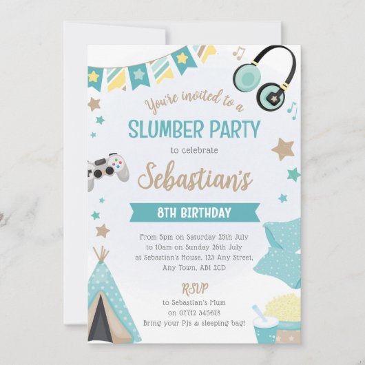 Boys Teepee Sleepover Invitation - Slumber Party Kaart (Voorkant)