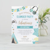 Boys Teepee Sleepover Invitation - Slumber Party Kaart (Staand voorkant)