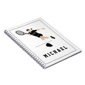 Boys Tennis Player Hitting Forehand & Kinder naam Notitieboek (Rechterzijde)