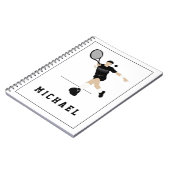 Boys Tennis Player Hitting Forehand & Kinder naam Notitieboek (Linkerzijde)