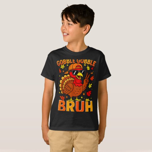 Boys Thanksgiving Bruh Turkey Gobble Family Boys G T-shirt (Voorkant volledig)