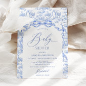 Boys Toile De Jouy Blue Baby Shower Invitation Kaart