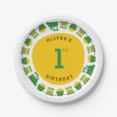 Boy's Toys Green Choo traint verjaardagsfeestje va Papieren Bordje (Voorkant)