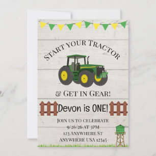 Boys Tractor Boerderij Verjaardagsfeest Uitnodigin