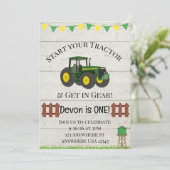 Boys Tractor Boerderij Verjaardagsfeest Uitnodigin (Staand voorkant)