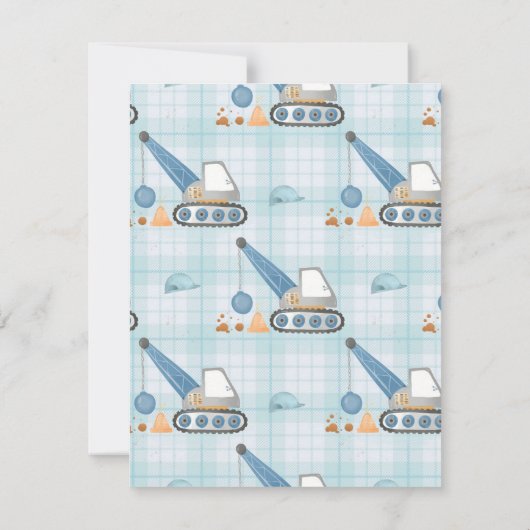 Boys tractor graven verjaardag Uitnodiging (Achterkant)