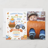 Boy's Tractor Pompoen Verjaardag Oogstfeest Kaart (Voorkant)