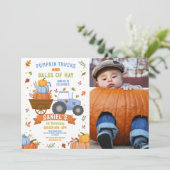 Boy's Tractor Pompoen Verjaardag Oogstfeest Kaart (Staand voorkant)