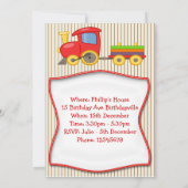 Boys Train Birthday Party Invitation Kaart (Achterkant)